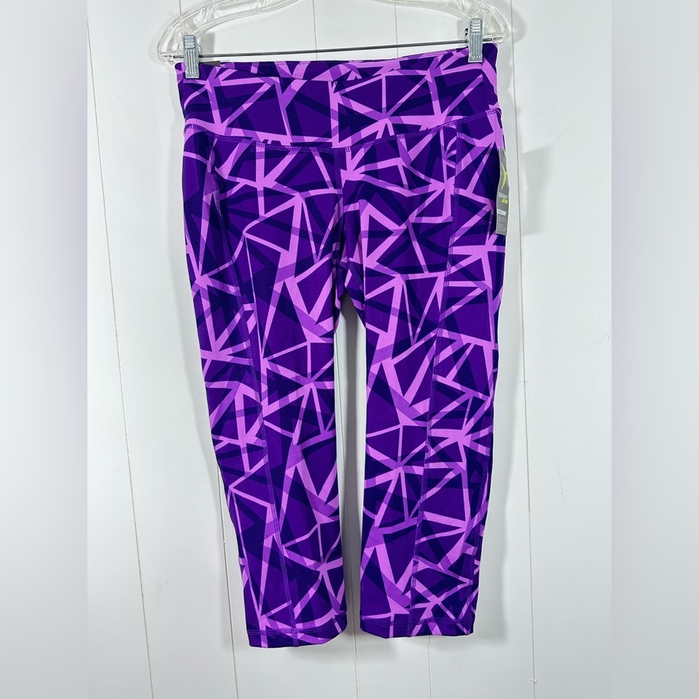 NWT Old Navy Active Sz L Women’s Purple Capri Leggings Geometric Athletic